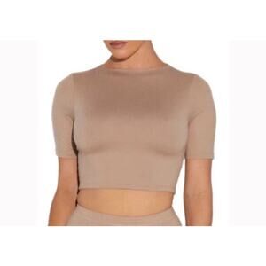 Naked Wardrobe X Bare Crop Top in nude. Size L